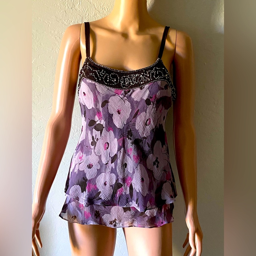 Context Brown and Purple Floral blouse 👚